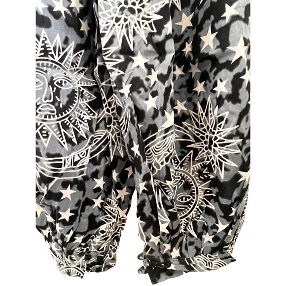 Boho harem women’s pants celestial whimsygoth print rayon bohemian - Picture 5 of 8